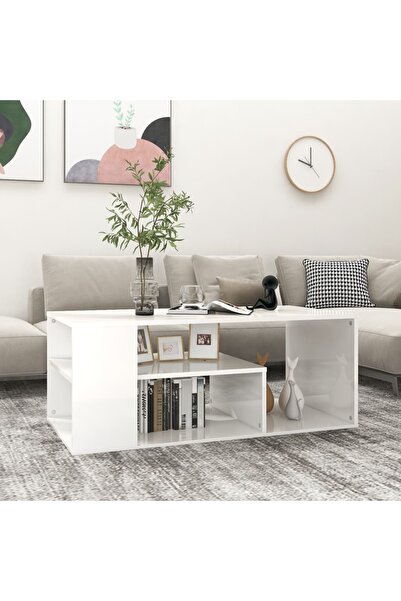 Concept Masă de cafea, alb lucios, 100x50x40 cm, PAL