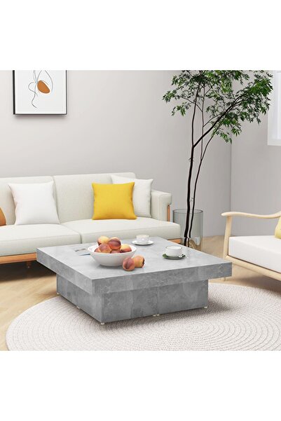 Concept Τραπεζάκι σαλονιού, γκρι σκυροδέματος, 90x90x28 εκ., μοριοσανίδα