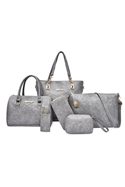 Magdeal Set of 6 Eco- Leather Bags, Textured Pattern