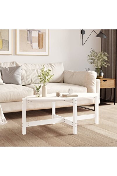 Concept Τραπεζάκι σαλονιού, λευκό, 118x63x45 cm, μασίφ ξύλο πεύκου