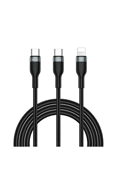 WIWU Wi-C029 Concise 100W 2 in 1 Fast Charging Cable - Black