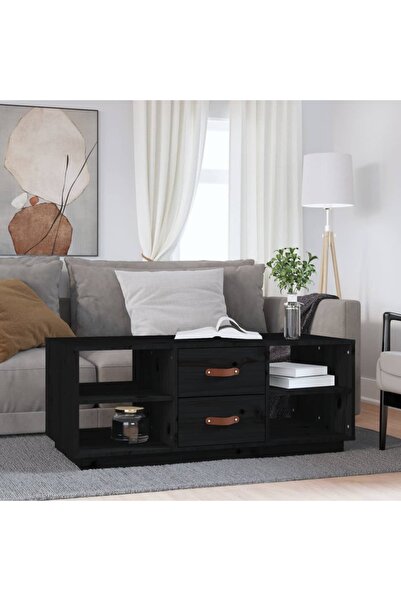 Concept Masă de cafea, neagră, 100x50x41 cm, lemn masiv de pin