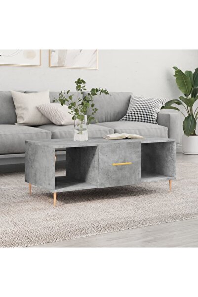 Concept Τραπεζάκι σαλονιού, γκρι σκυροδέματος, 102x50x40 εκ., επεξεργασμένο ξύλο