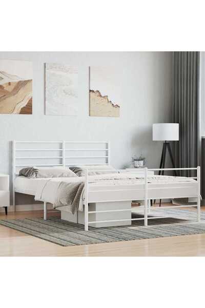 Concept Cadru de pat metalic cu tăblie, alb, 120x190 cm