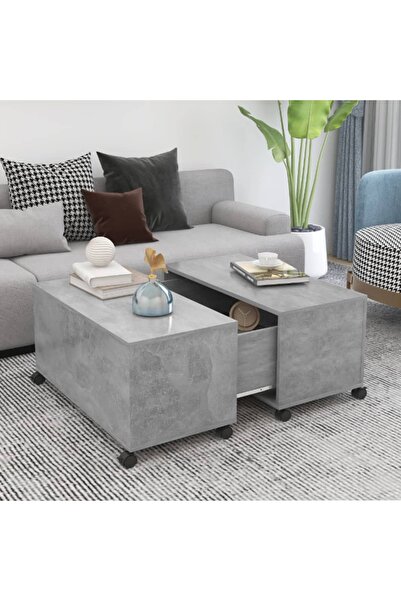 Concept Τραπεζάκι σαλονιού, γκρι σκυροδέματος, 75x75x38 εκ., μοριοσανίδα