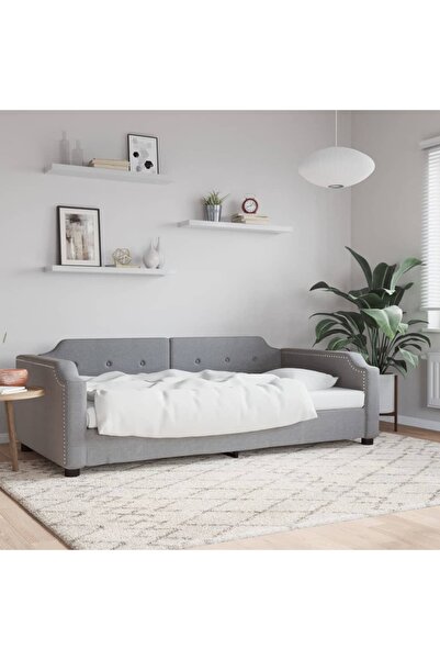 Concept Cadru de pat, gri deschis, 80x200 cm, material textil