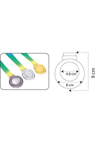 Generic ميداليات رياضية معدنية مع شريط، ذهبية وفضية وبرونزية، قطر 80 ملم، عبو...