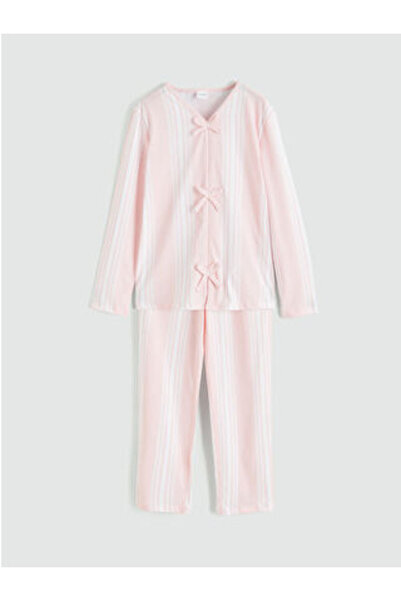 LC Waikiki M1 Sezon White V-Neck Girls' Pajama Set