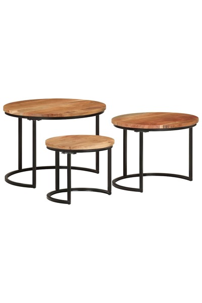 Concept Στοιβαζόμενα τραπέζια, 3 τεμ., μασίφ ξύλο ακακίας