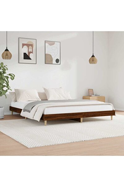 Concept Σκελετός κρεβατιού, καφέ δρυς, 120x200 εκ., επεξεργασμένο ξύλο