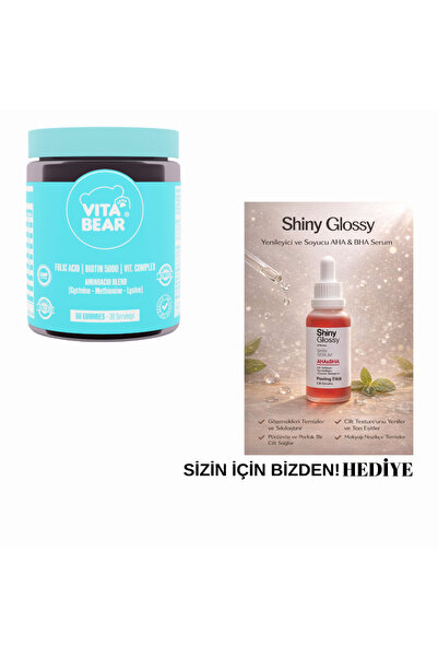 Vita Bear Strong Hair Gummy Saç Vitami 60 Adet + Shiny Glossy AHA BHA Etkili ...