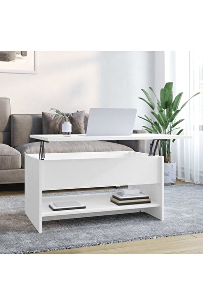 Concept Masă de cafea, albă, 80x50x40 cm, lemn prelucrat