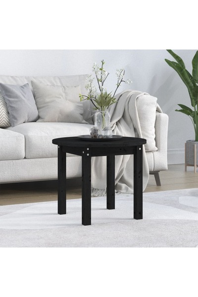 Concept Masă de cafea, neagră, Ø 55x45 cm, lemn masiv de pin