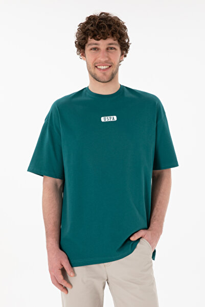 U.S. Polo Assn. Men's Emerald Green Round Neck T-Shirt With USPA Oversize Print