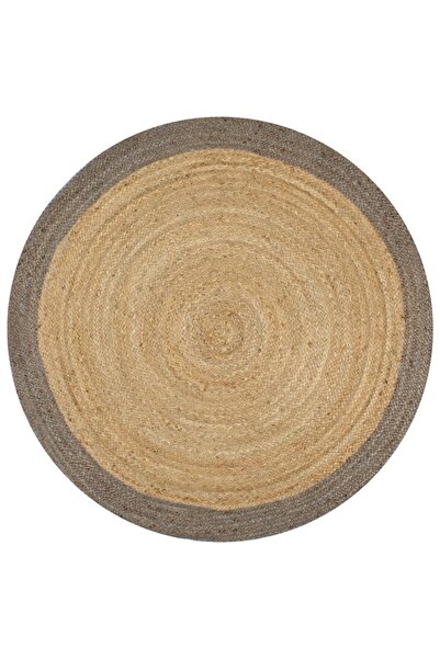 Concept Χειροποίητο Χαλί με γκρι περίγραμμα, 150 εκ., γιούτα