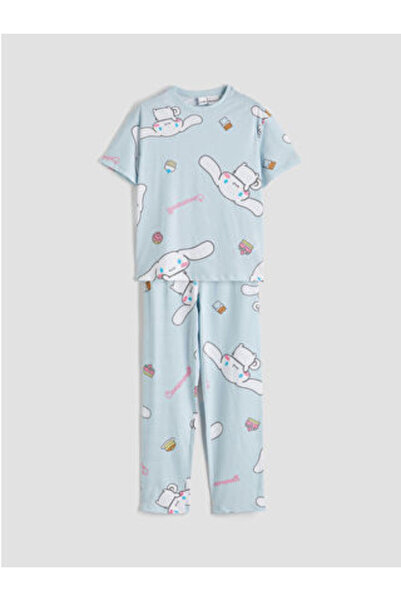 LC Waikiki M1 Sezon Blue Crew Neck Cinnamoroll Printed Girls' Pajama Set