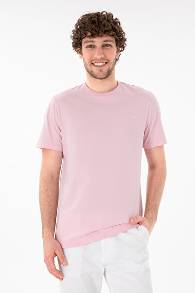 U.S. Polo Assn. Men's Pastel Pink Round Collar T-Shirt