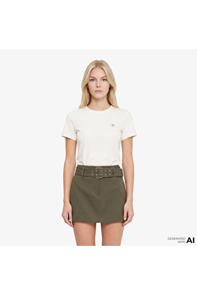Guess Sonia Aktif Modal Karışımlı Slim Fit Kadın Beyaz T-Shirt