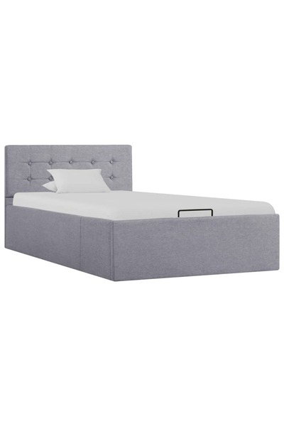 Concept Cadru de pat hidraulic cu pat cu lamele gri deschis, textil 90x200 cm