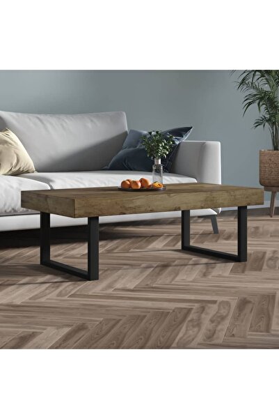 Concept Τραπεζάκι σαλονιού, σκούρο καφέ & μαύρο, 120x60x40 εκ., MDF και σίδερο