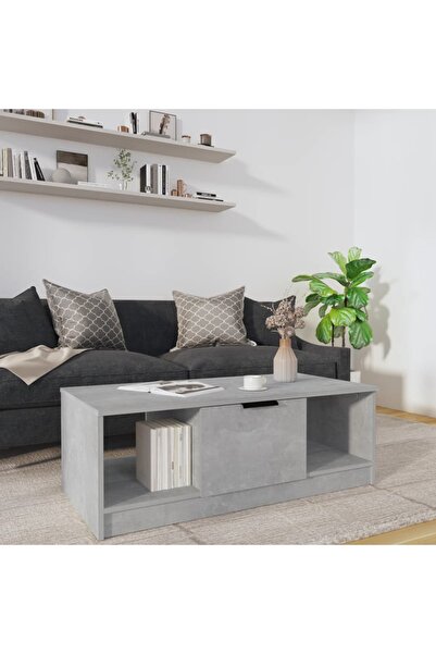 Concept Τραπεζάκι σαλονιού, γκρι σκυροδέματος, 102x50x36 εκ., επεξεργασμένο ξύλο