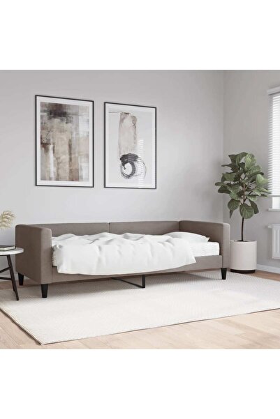 Concept Pat de zi cu saltea, gri taupe, 80x200 cm, material textil