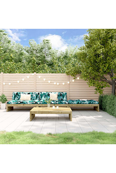 Concept Set mobilier de grădină cu perne, 4 piese, lemn de pin tratat