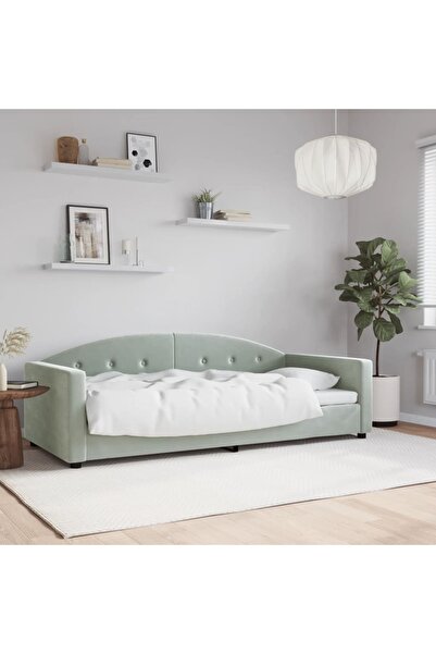 Concept Σκελετός κρεβατιού, ανοιχτό γκρι, 90x200 εκ., Βελούδο