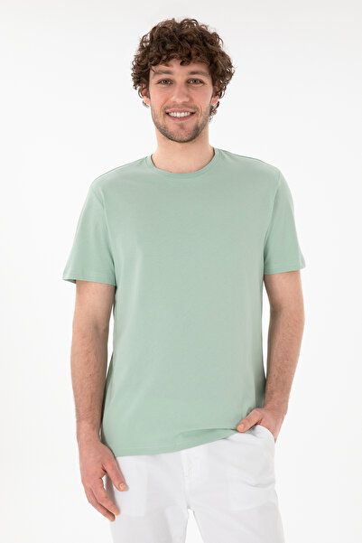 U.S. Polo Assn. Men's Pastel Green Round Collar T-Shirt