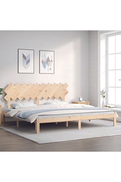 Concept Cadru de pat cu tăblie 200x200 cm, lemn masiv de pin