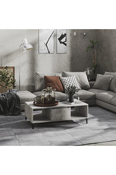 Concept Τραπεζάκι σαλονιού, γκρι σκυροδέματος, 103,5x60x35 εκ., μοριοσανίδα