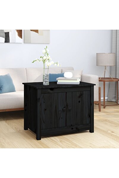 Concept Masă de cafea, neagră, 71x49x55 cm, lemn masiv de pin