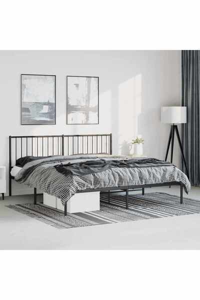 Concept Μεταλλικό σκελετό κρεβατιού με κεφαλάρι, μαύρο, 183x213 εκ.