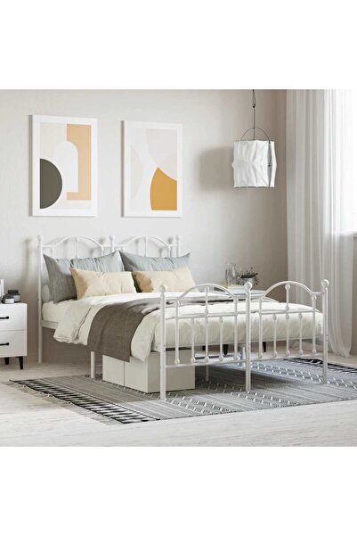Concept Cadru de pat metalic cu tăblie, alb, 120x190 cm