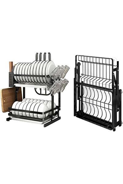 Arabest 2-Tier Dish Drying Stand,Dish Rack with Tray,Stainless Steel Dish Dra...