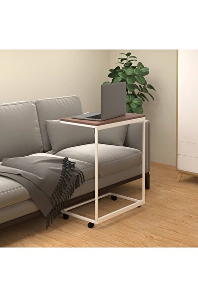 Concept Βοηθητικό τραπεζάκι με ρόδες, λευκό, 55x35x70 cm, επεξεργασμένο ξύλο