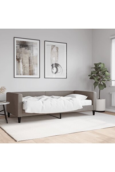 Concept Pat de zi cu saltea, gri taupe, 90x200 cm, material textil