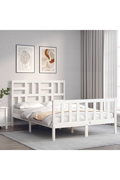 Concept Σκελετός κρεβατιού με μικρό Διπλό κεφαλάρι, μασίφ ξύλο