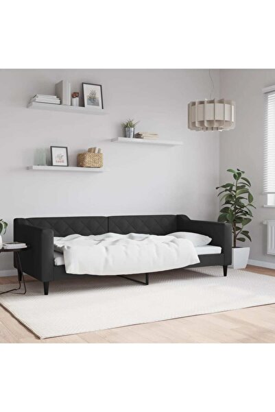 Concept Pat de zi, negru, 90x200 cm, material textil