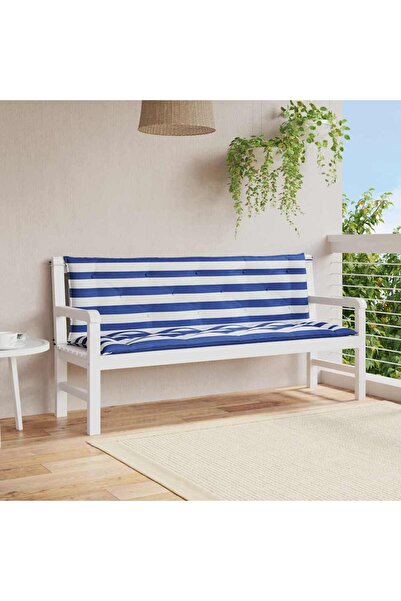 Concept Μαξιλάρια πάγκου, 2 τεμ., 150x50x7 εκ. μπλε και λευκές ρίγες, oxford