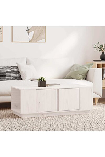 Concept Masă de cafea, albă, 110x50x40 cm, lemn masiv de pin