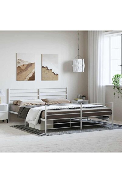 Concept Μεταλλικό σκελετό κρεβατιού με κεφαλάρι/πόδι, λευκό, 183x213 εκ.