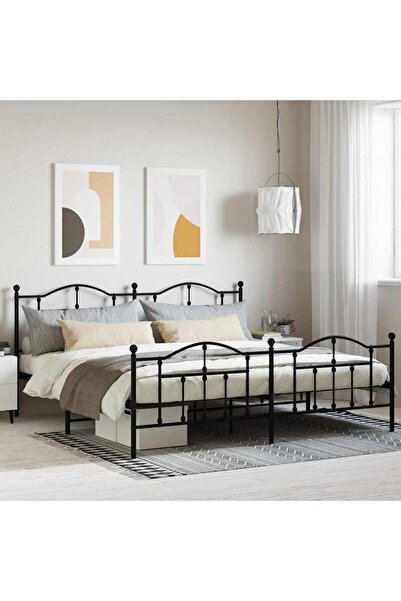 Concept Μεταλλικό σκελετό κρεβατιού με κεφαλάρι/πόδι, μαύρο, 200x200 εκ.