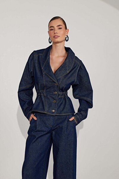 NOK İSTANBUL Power Denim Jacket Dark Blue