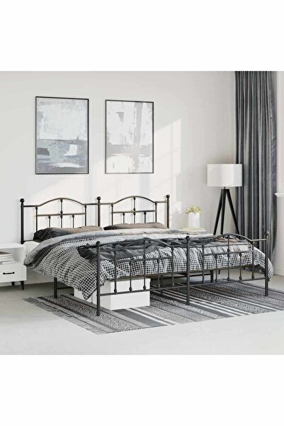 Concept Μεταλλικό σκελετό κρεβατιού με κεφαλάρι/πόδι, μαύρο, 183x213 εκ.