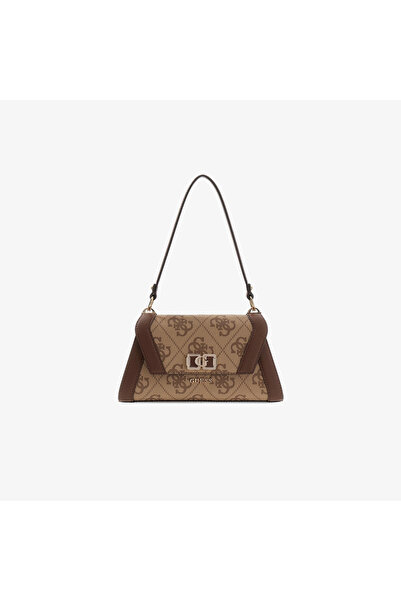 Guess Karnilla Logo Women's Brown Clutch Bag