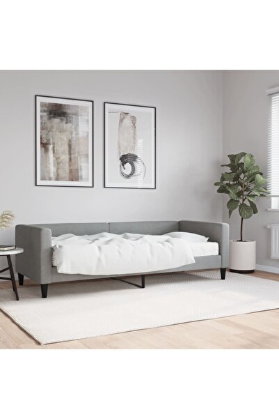 Concept Κρεβάτι ημέρας με στρώμα, ανοιχτό γκρι, 80x200 cm, ύφασμα