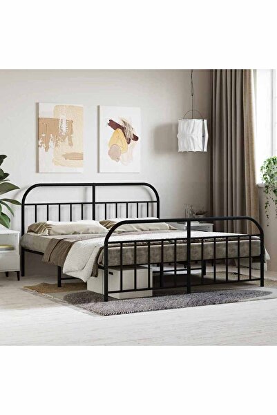 Concept Μεταλλικό σκελετό κρεβατιού με κεφαλάρι/πόδι, μαύρο, 180x200 εκ.