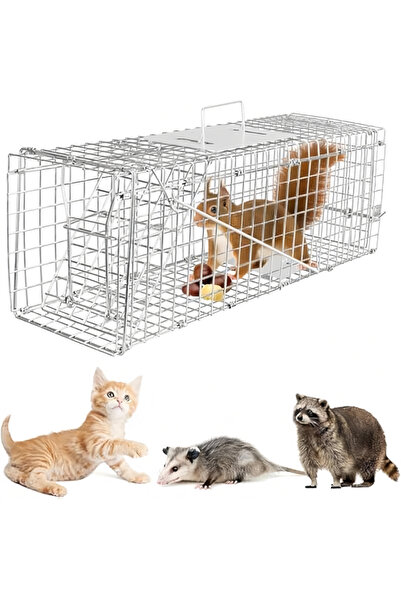 Leon Lifestyle Large 66cm Humane Animal Trap Cage: Double Door, Foldable Resc...