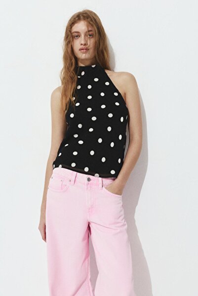 Pull & Bear Puantiye desenli halter top